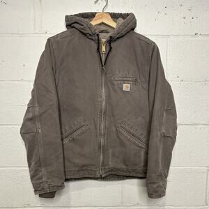 Y2K Carhartt Sherpa-Lined Hooded Detroit Jacket “Gray” WJ141